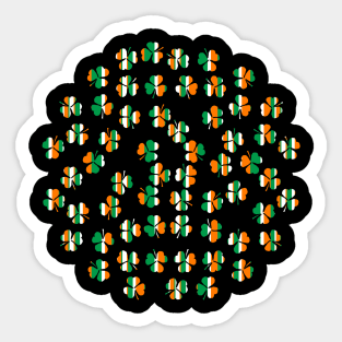 Shamrock Pattern in Green White Orange Stripes Sticker